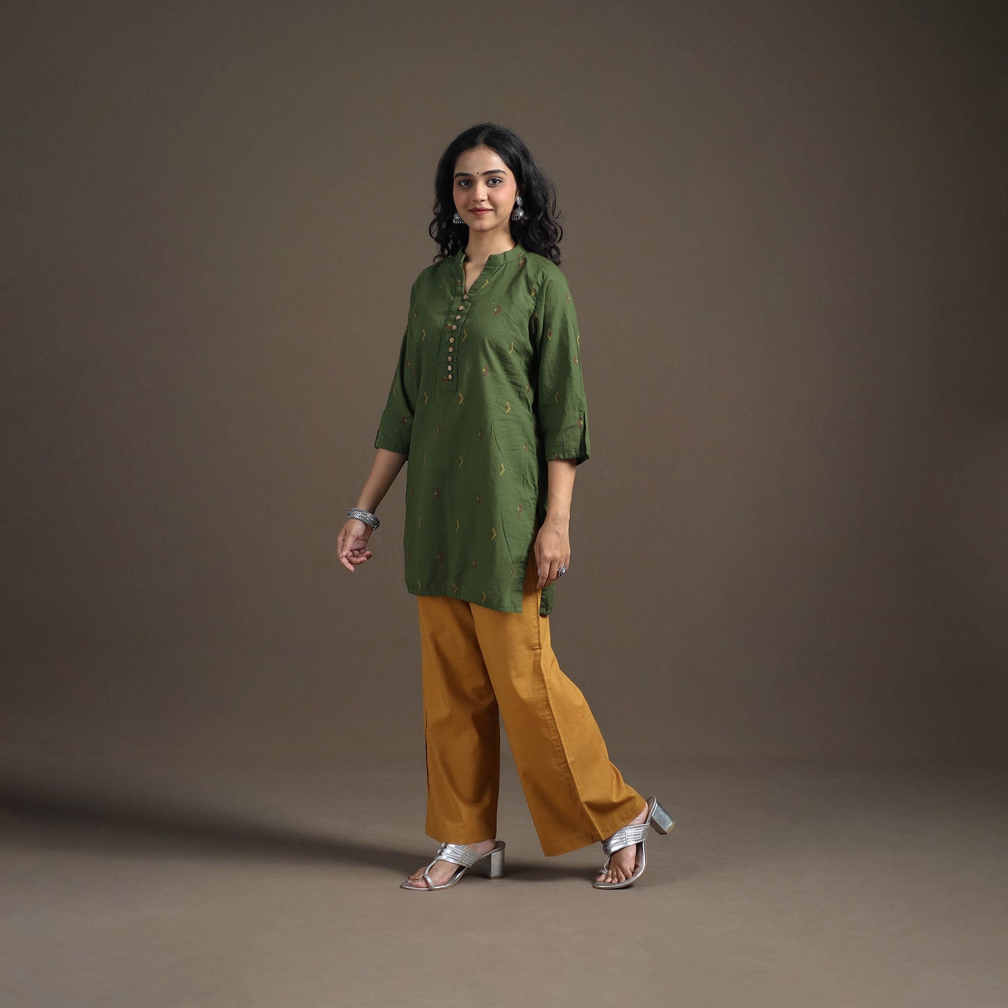 Jacquard Cotton Short Kurta for Women 15