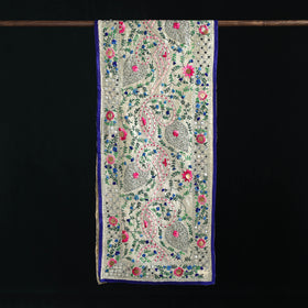 Beige - Ranihati Chanderi Silk Hand Embroidered Stole 66