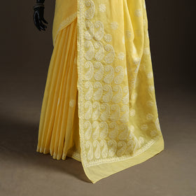 Hand Embroidered Terivoile Cotton Lucknowi Chikankari Saree 18