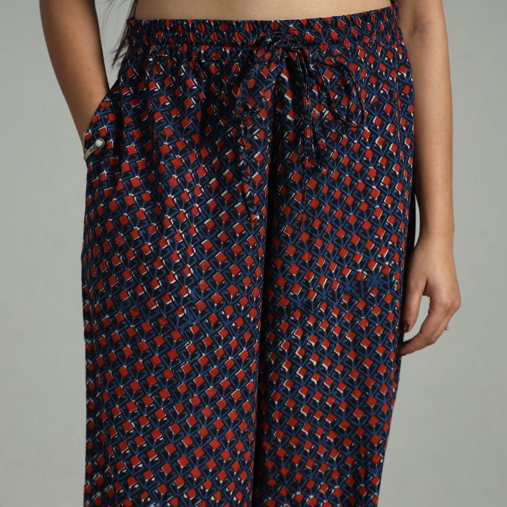 Blue - Bagru Block Print Cotton Elasticated Harem Pant 15