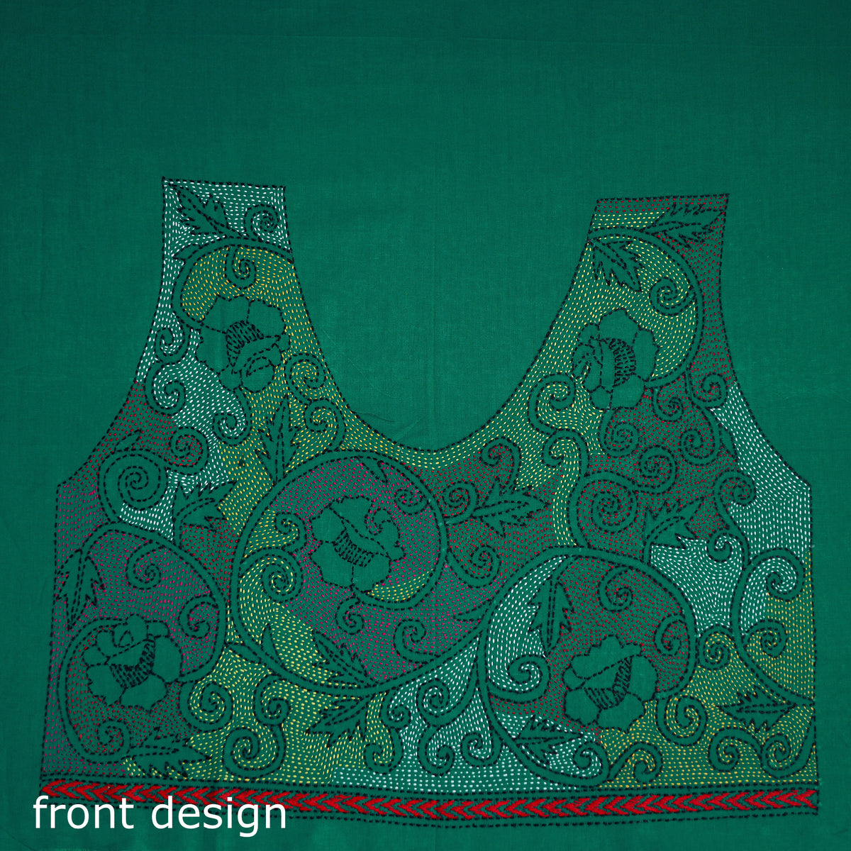 Bengal Kantha Hand Embroidered Cotton Blouse Piece 79