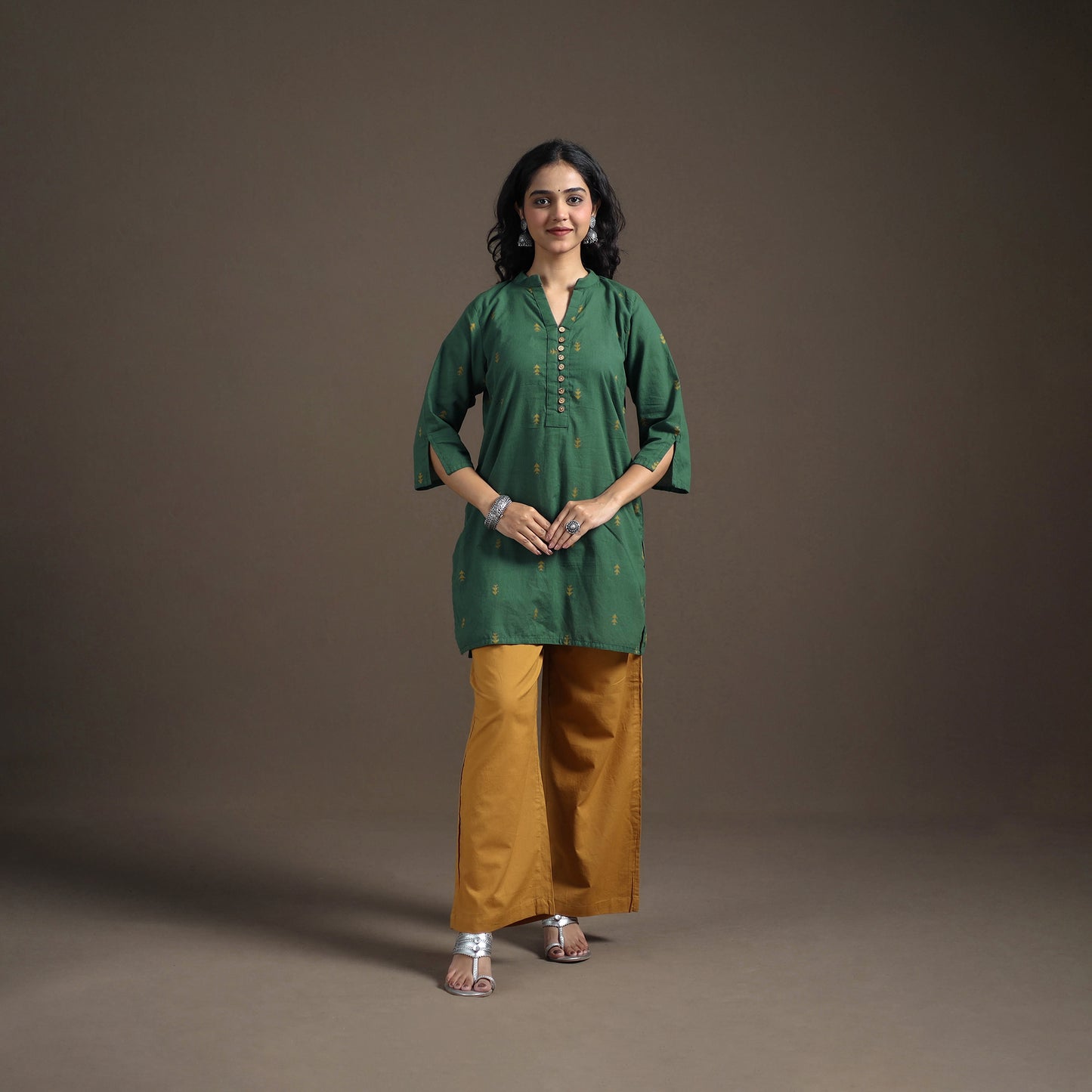 Jacquard Cotton Short Kurta for Women 16