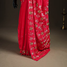 Chinon Silk Hand Embroidery Phulkari Saree 15