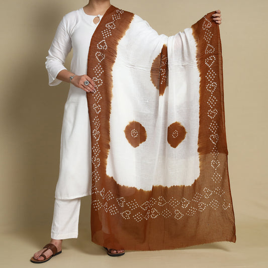 Brown - Kutch Bandhani Tie-Dye Cotton Dupatta 06