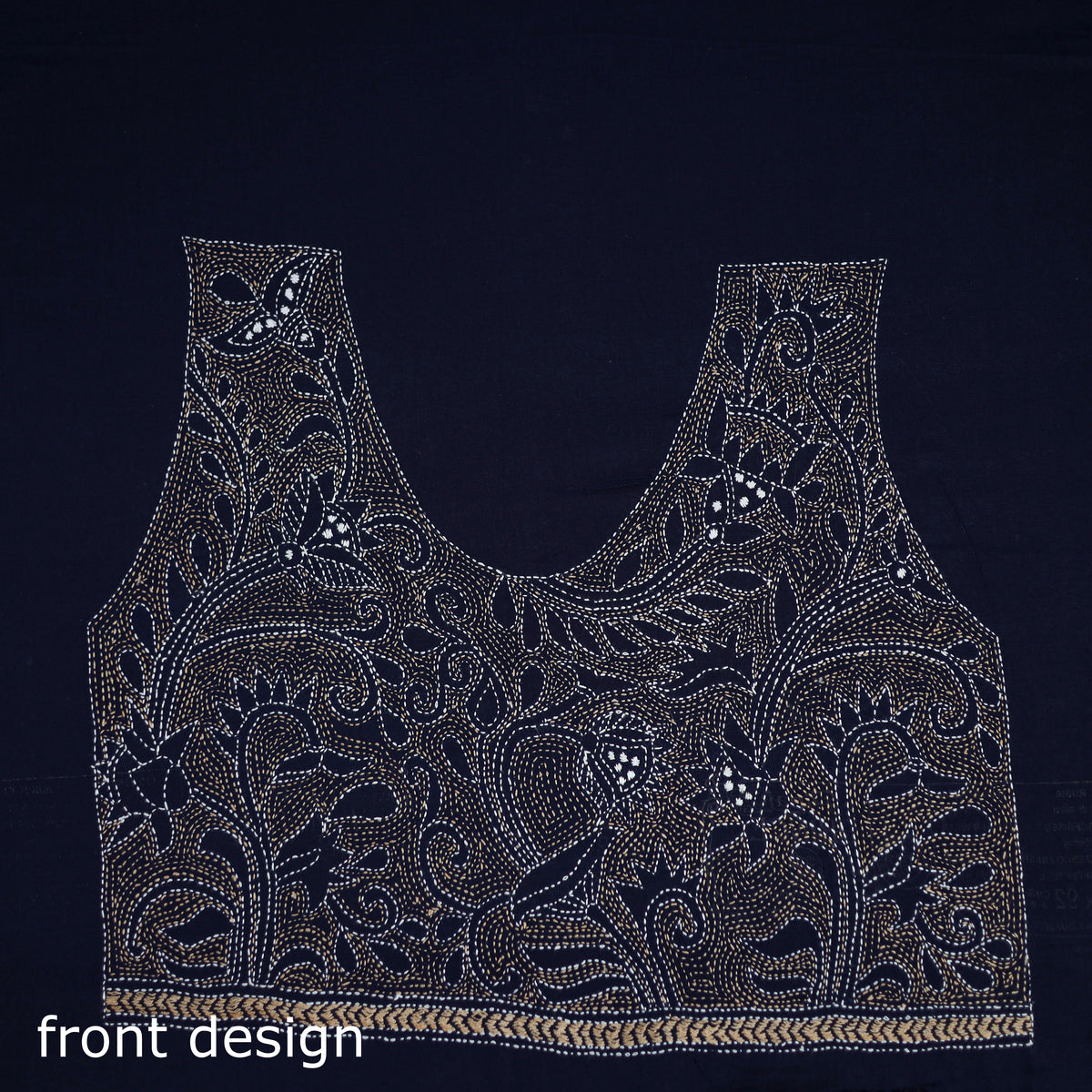 Bengal Kantha Hand Embroidered Cotton Blouse Piece 78