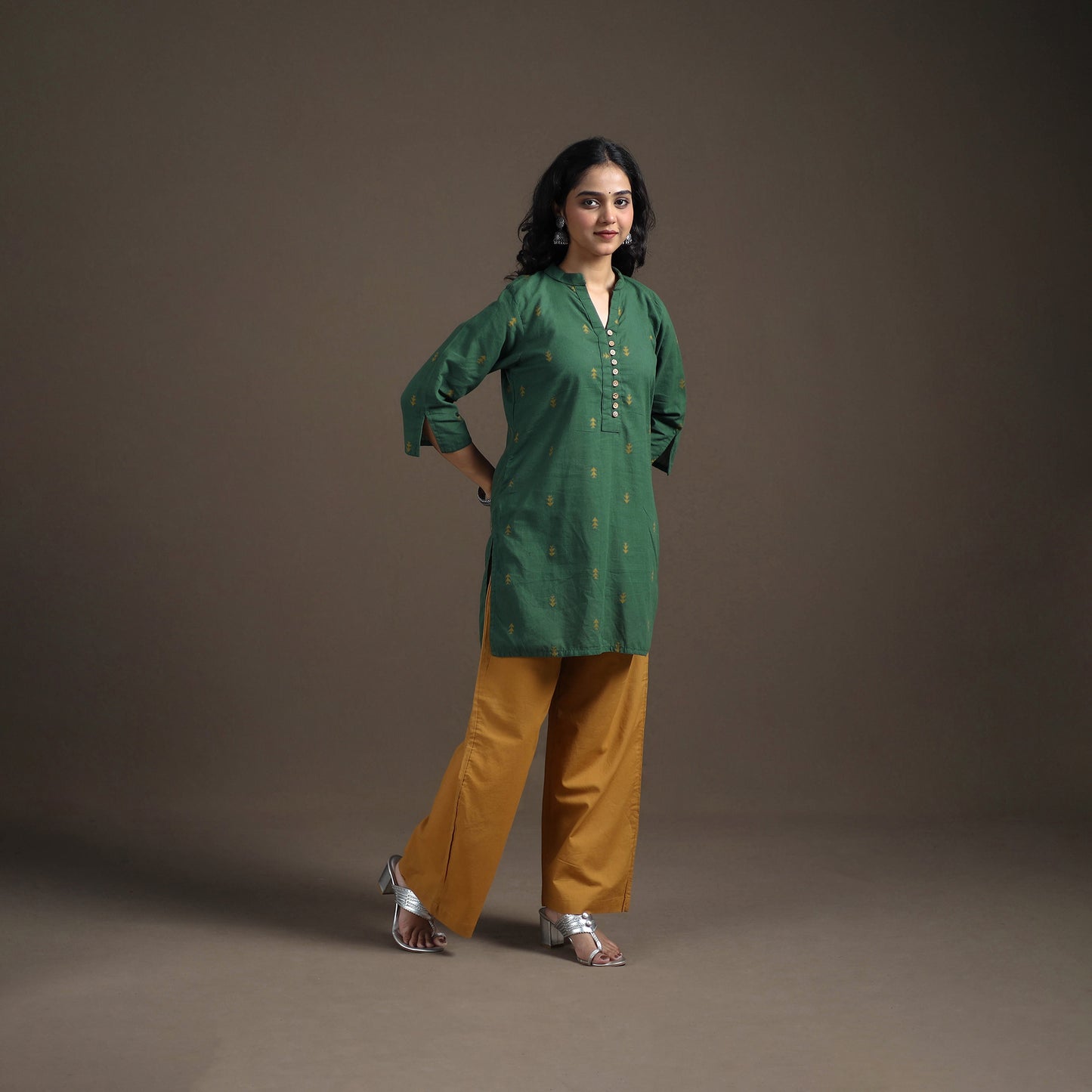 Jacquard Cotton Short Kurta for Women 16