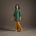 Green - Jacquard Cotton Short Kurta for Women 16