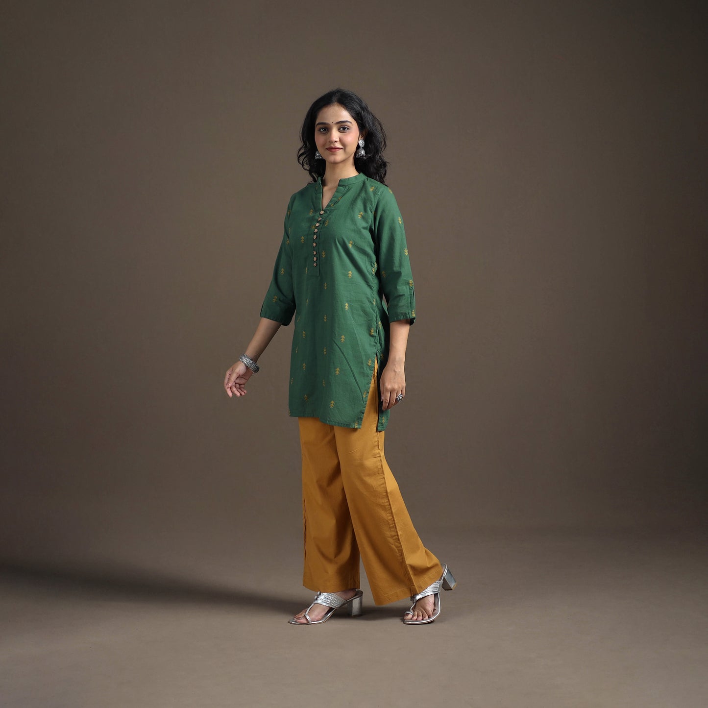 Jacquard Cotton Short Kurta for Women 16