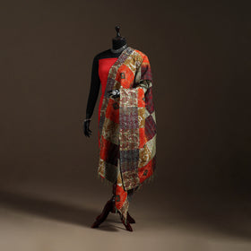 Multicolor - Bengal Hand Embroidery Patchwork Reversible Silk Kantha Dupatta 26