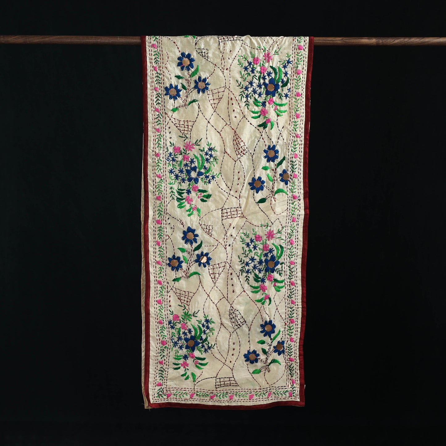Ranihati Chanderi Silk Hand Embroidered Stole 60