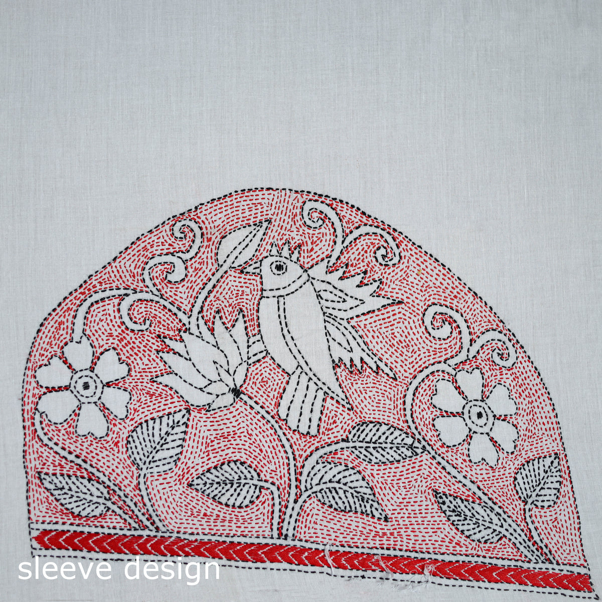 Bengal Kantha Hand Embroidered Cotton Blouse Piece 77