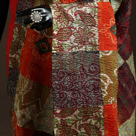 Multicolor - Bengal Hand Embroidery Patchwork Reversible Silk Kantha Dupatta 26