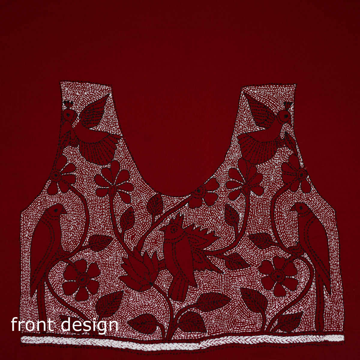Bengal Kantha Hand Embroidered Cotton Blouse Piece 76