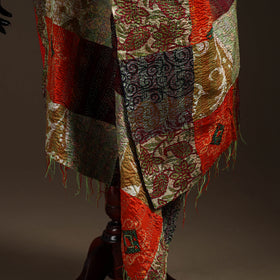 Multicolor - Bengal Hand Embroidery Patchwork Reversible Silk Kantha Dupatta 26