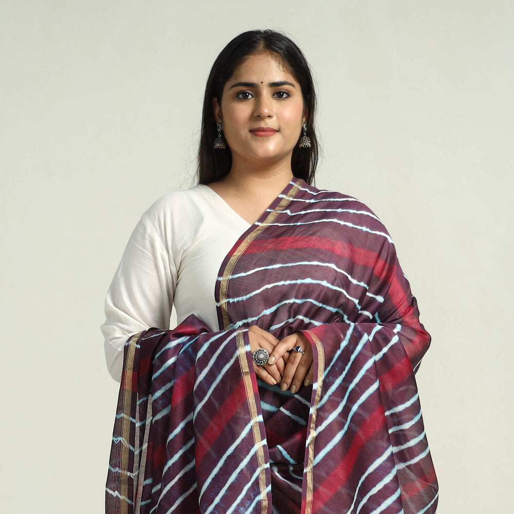 Maroon - Traditional Tie & Dye Chanderi Silk Leheriya Dupatta 41