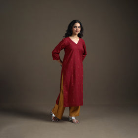 Jacquard Cotton Straight Long Kurta for Women 05