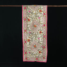 Beige - Ranihati Chanderi Silk Hand Embroidered Stole 58