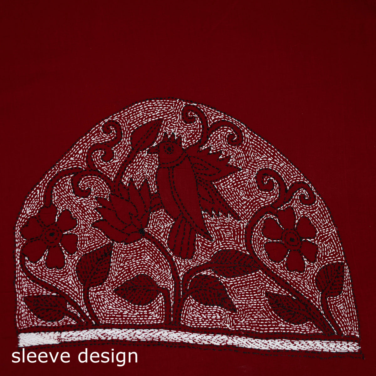 Bengal Kantha Hand Embroidered Cotton Blouse Piece 76