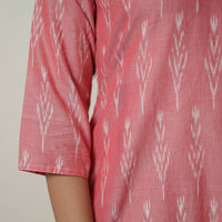 Peach - Mercerised Cotton A-Line Pochampally Ikat Kurta 05