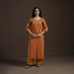 Mangalagiri Pure Handwoven Cotton Mirror Work Straight Kurta for women 19