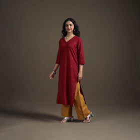 Jacquard Cotton Straight Long Kurta for Women 05