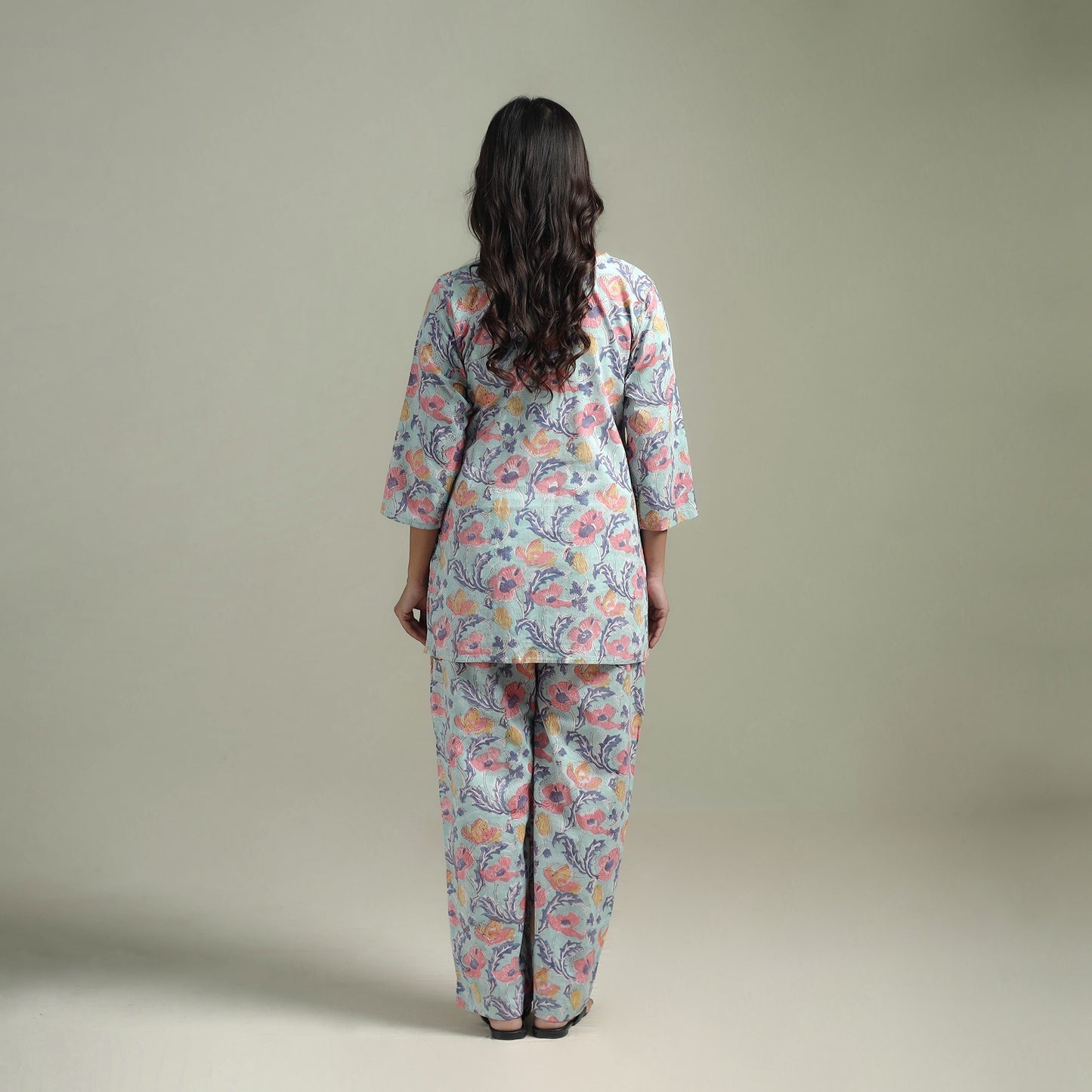 Sanganeri Floral Printed Cotton Night Suit for Women 07