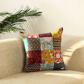 Multicolor - handcrafted cotton patchwork cushion cover 34