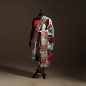 Bengal Hand Embroidery Patchwork Reversible Silk Kantha Dupatta 27