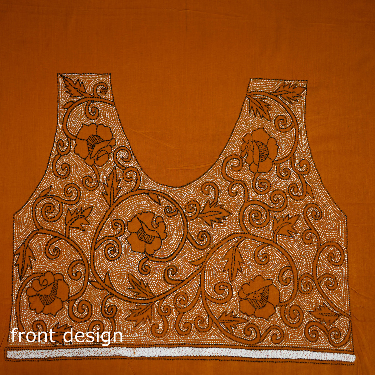 Bengal Kantha Hand Embroidered Cotton Blouse Piece 75