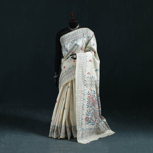 Bengal Hand Embroidery Silk Nakshi Kantha Saree 33