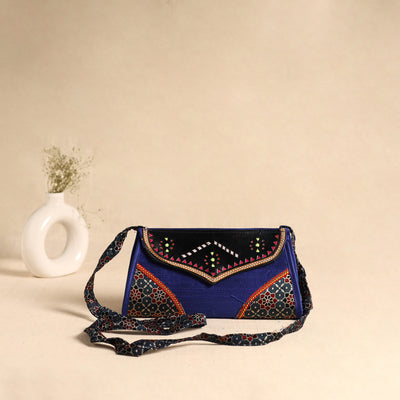 Traditional Kutch Patchwork Silk Leather Flap Sling Bag 35