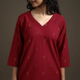 Jacquard Cotton Straight Long Kurta for Women 05