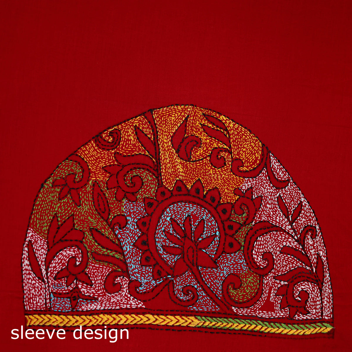 Bengal Kantha Hand Embroidered Cotton Blouse Piece 74