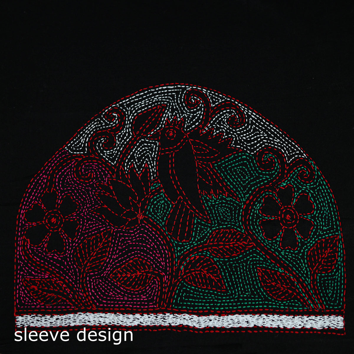 Bengal Kantha Hand Embroidered Cotton Blouse Piece 73