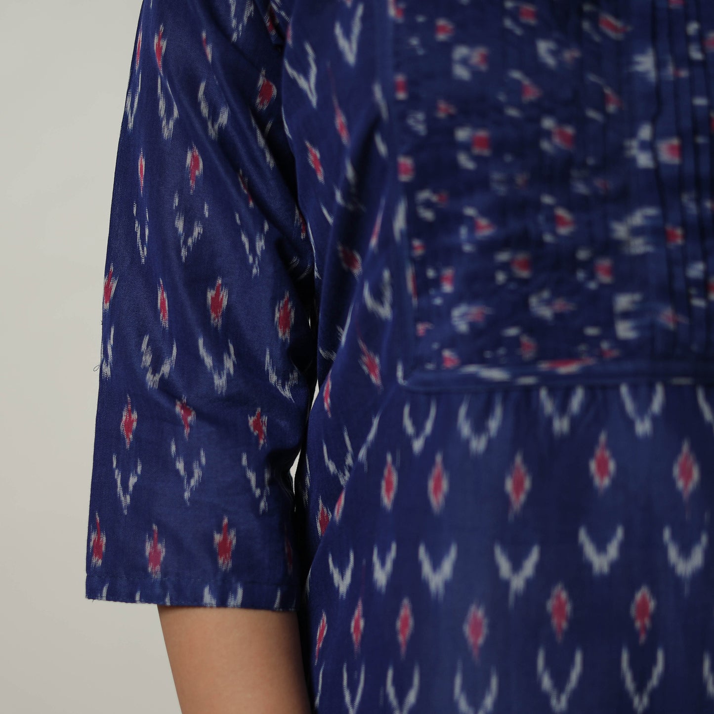 Buy Blue Mercerised Cotton Straight Pochampally Ikat Kurta