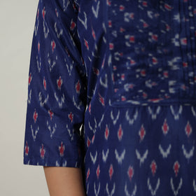 Buy Blue Mercerised Cotton Straight Pochampally Ikat Kurta