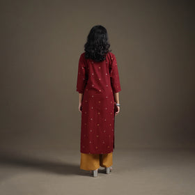Jacquard Cotton Straight Long Kurta for Women 04