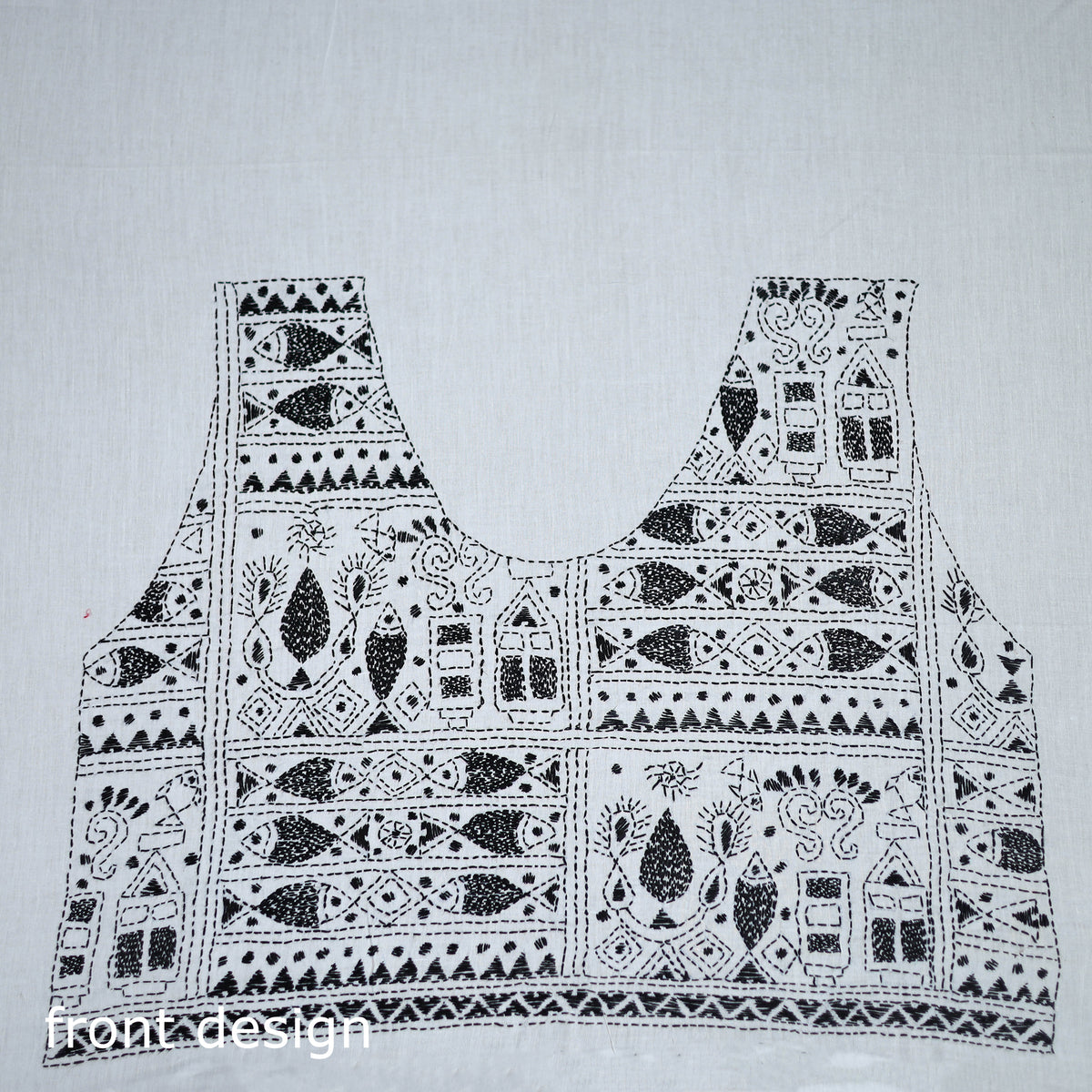 Bengal Kantha Hand Embroidered Cotton Blouse Piece 72