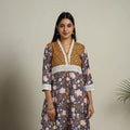 Block Print Mosaic Fusion A-Line Blue Sanganeri Cotton Kurta