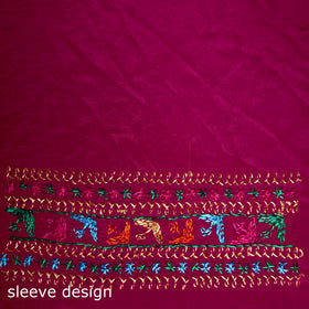 Chinon Silk Hand Embroidery Phulkari Saree 22