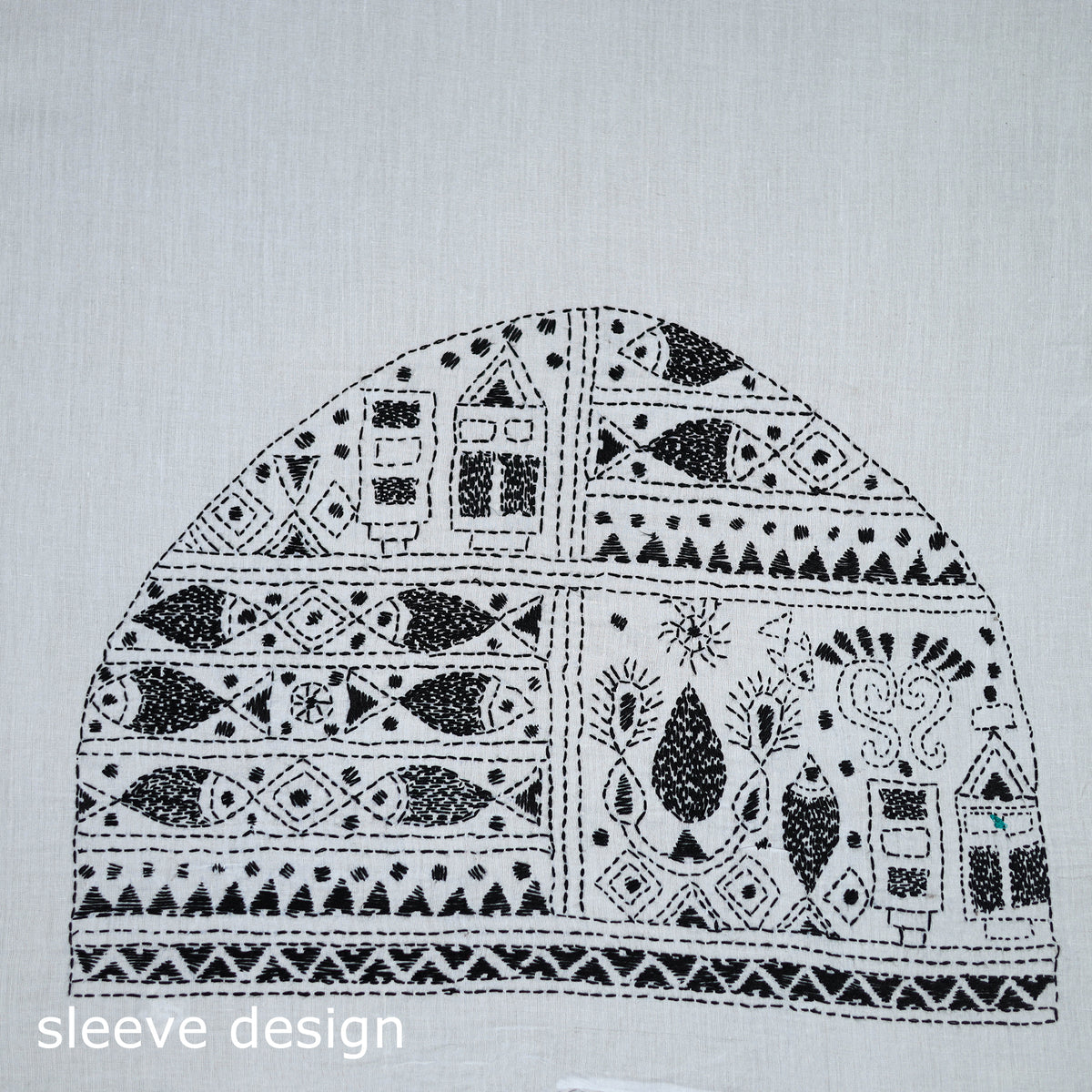 Bengal Kantha Hand Embroidered Cotton Blouse Piece 72