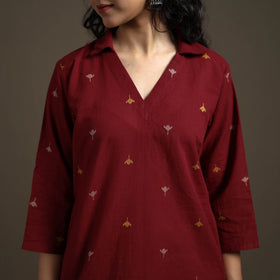 Jacquard Cotton Straight Long Kurta for Women 04