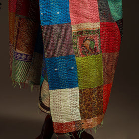 Bengal Hand Embroidery Patchwork Reversible Silk Kantha Dupatta 28