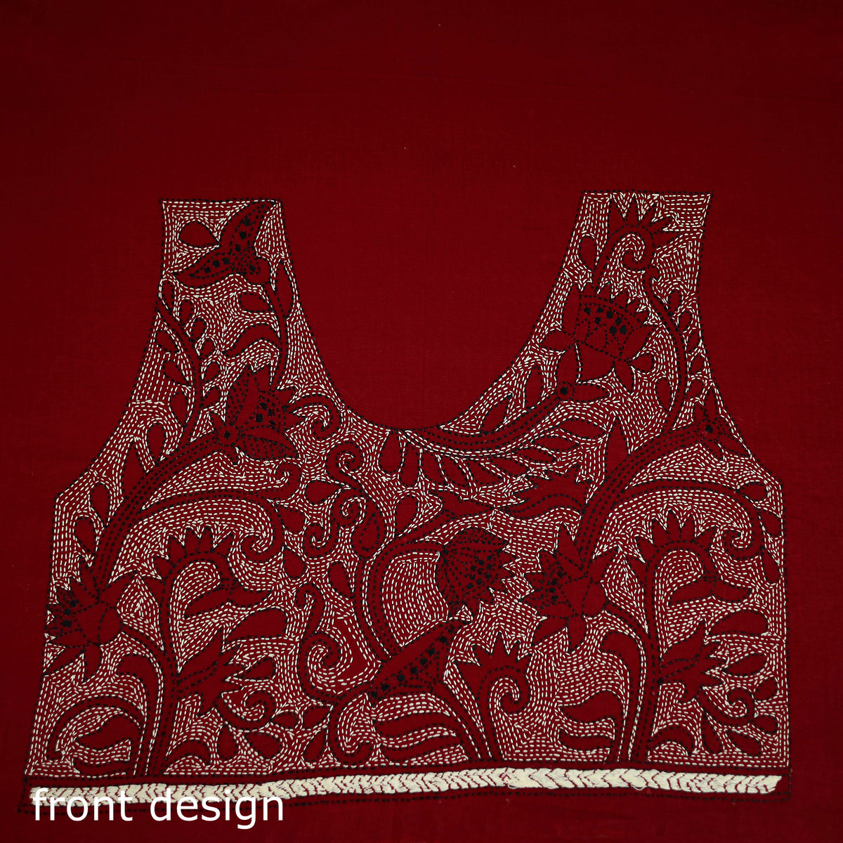 Bengal Kantha Hand Embroidered Cotton Blouse Piece 71
