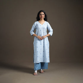 Jacquard Cotton Straight Long Kurta for Women 06