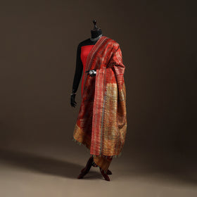 Bengal Hand Embroidery Patchwork Reversible Silk Kantha Dupatta 28