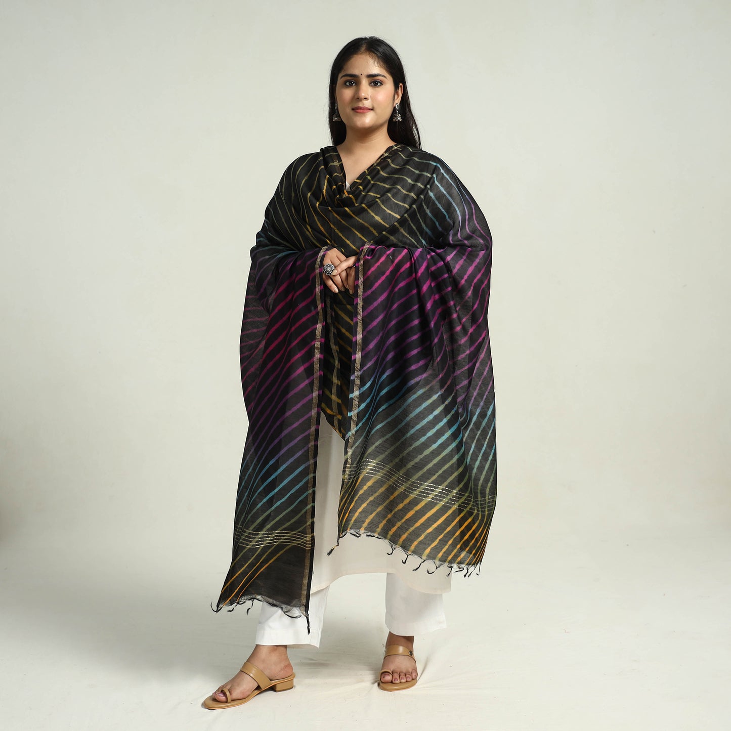 Traditional Tie & Dye Chanderi Silk Leheriya Dupatta 45