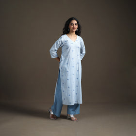 Jacquard Cotton Straight Long Kurta for Women 06