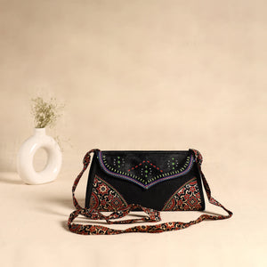 Traditional Kutch Patchwork Silk Leather Flap Sling Bag 37