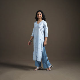 Jacquard Cotton Straight Long Kurta for Women 06